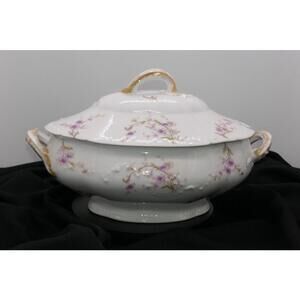 Vintage Haviland FRANCE Floral Ceramic Casserole Dish with Lid RARE
